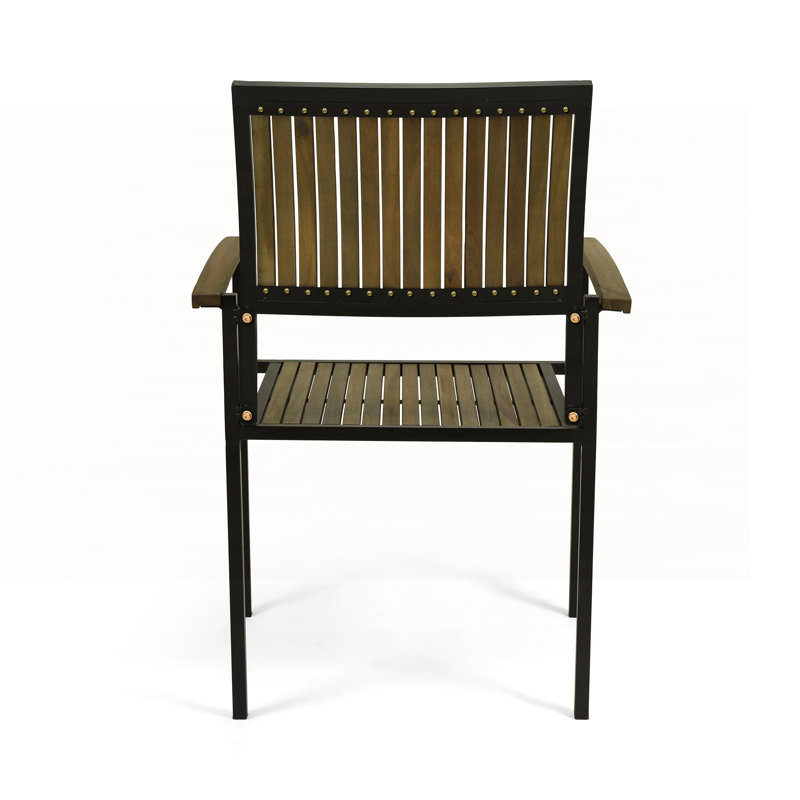 Ensemble de salle à manger 5 pièces d'extérieur moderne en bois d'acacia, table carrée et chaises pour patio, terrasse, cour arrière, porche