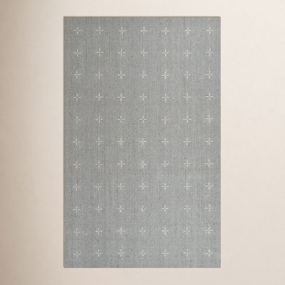 Patton Light Blue Hand-Loomed Geometric Wool Rug