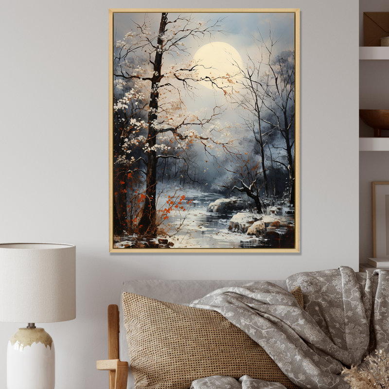 Moonlit Shadows In Winter sur toile, Cadre flottant naturel, H 32 po x l 24 po x P 1 po
