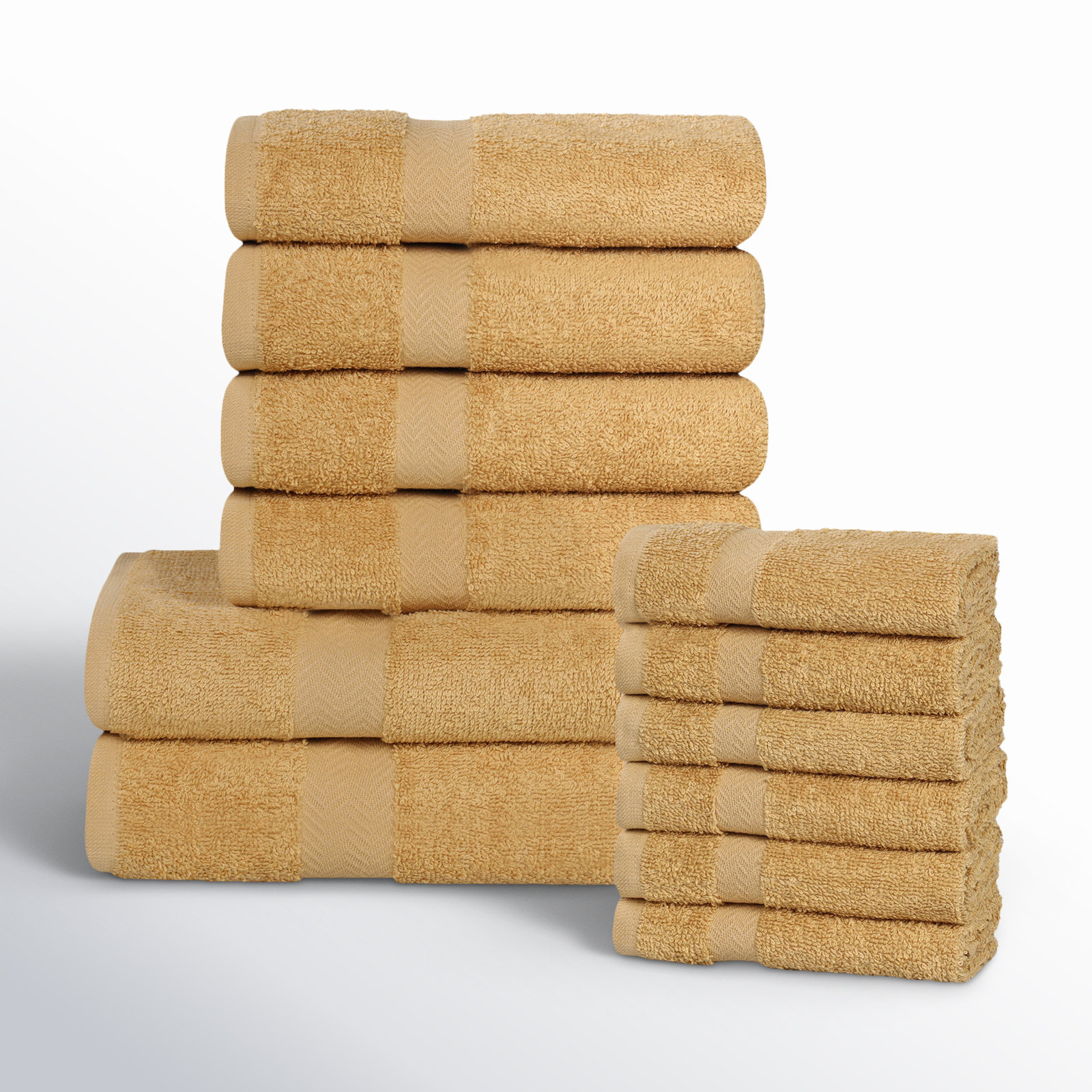 12-Piece Quick-Drying Cotton Towel Set, Gold