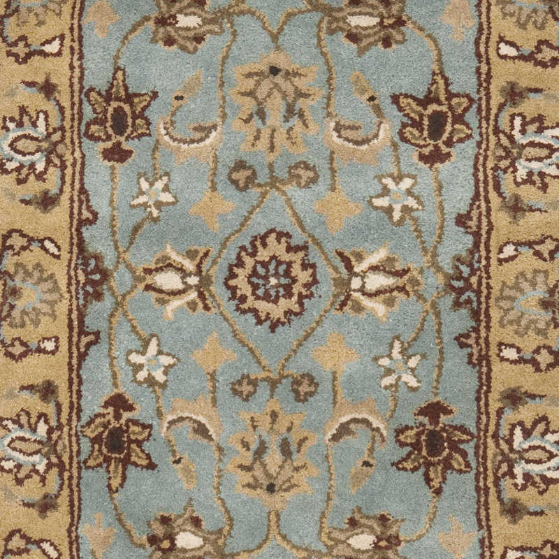 Tapis bleu / doré en laine touffeté à la main Cardwell, Rectangle de 5 pi x 8 pi