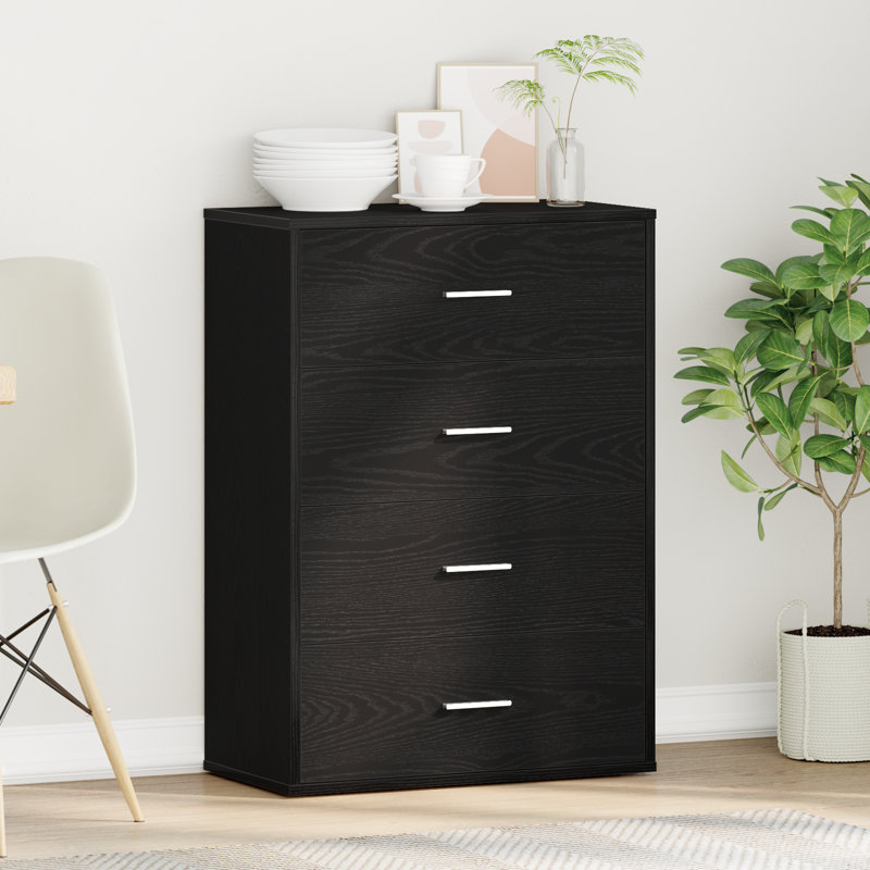Sideboard With Drawer 60 X 31 X 84 Cm Engineered Wood, Black Oak