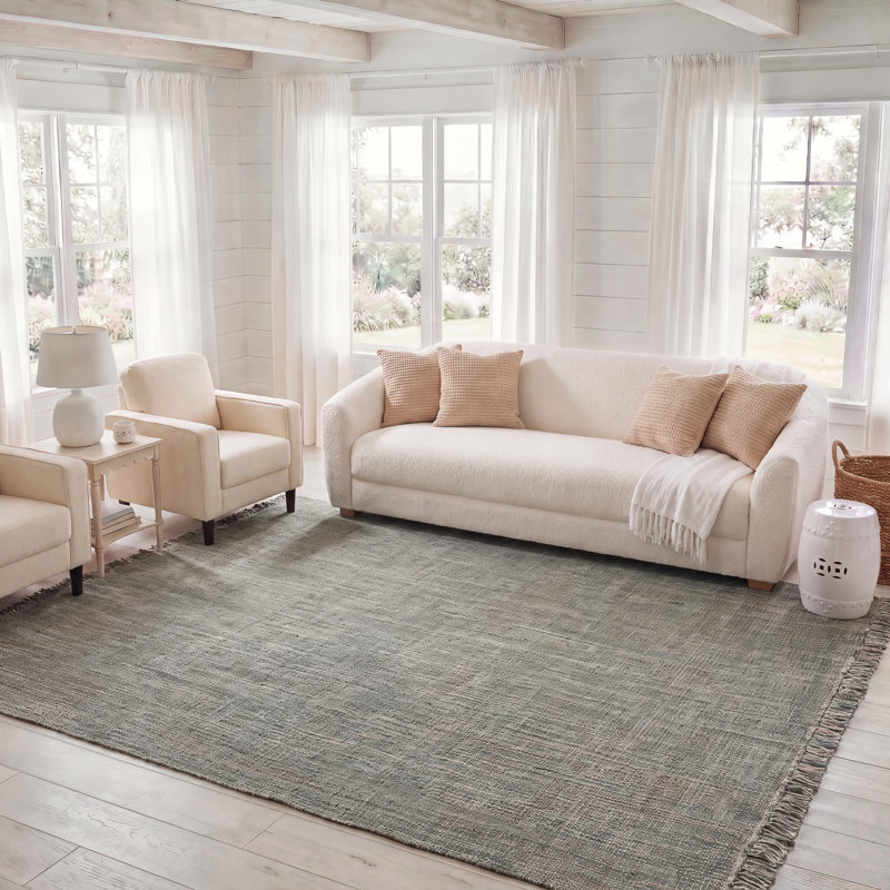 Tapis Montauk 324 tissé à la main en coton recyclé, sans motif, Rectangle 8' x 10'