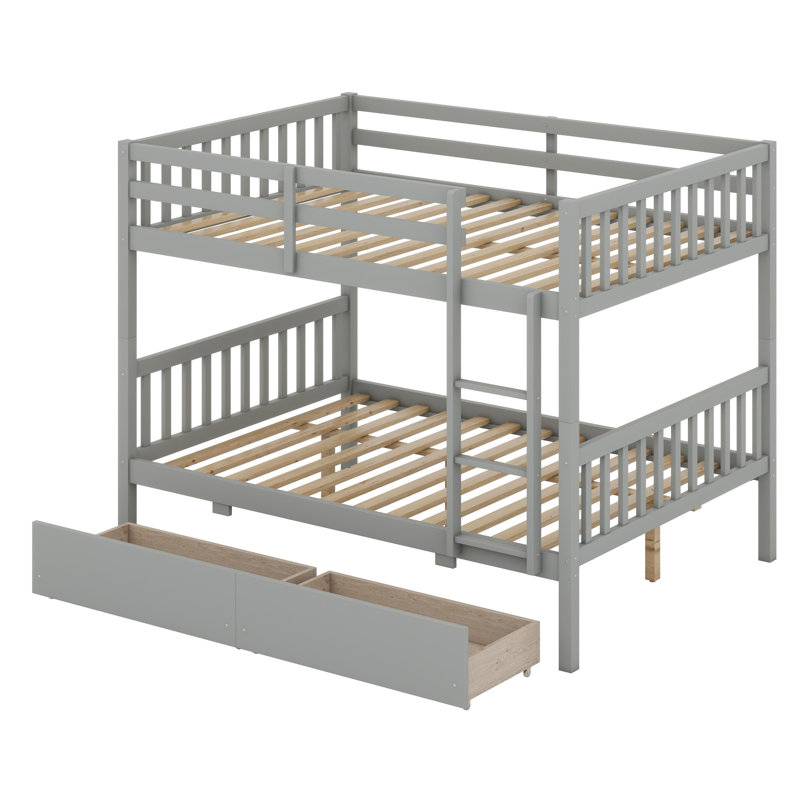 Versatile Bunk Bed System With Storage Compartments, Secure Ladder Access, And Dual-Bed Conversion Capability, Gray