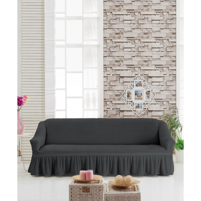 Housse pour canapé à coussins en T, 100% polyester anthracite