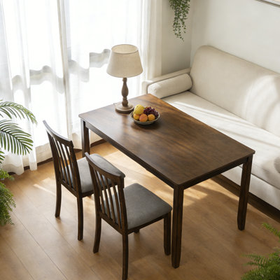 Petite table de salle à manger pour 4, table de cuisine carrée en noyer de 45,5 pouces pour les petits espaces, pieds fuselés modernes, plateau en panneau de fibres à densité moyenne facile à nettoyer et structure en bois massif
