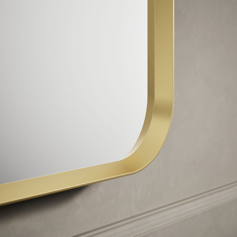 Miroir de salle de bain mural, Doré brossé moderne, 45 po x 30 po
