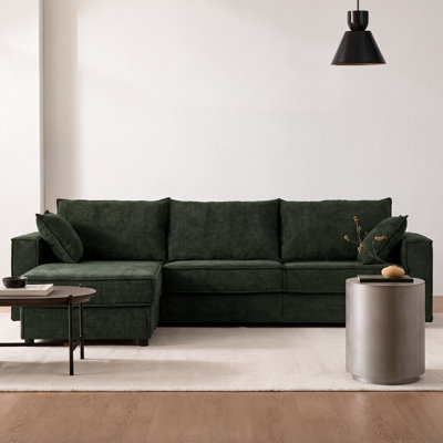 L-Shaped Sectional Sofa with Reversible Chaise, Linen Fabric Upholstered Couch with Removable Cushions & Pillows, Modern Living Room Furniture