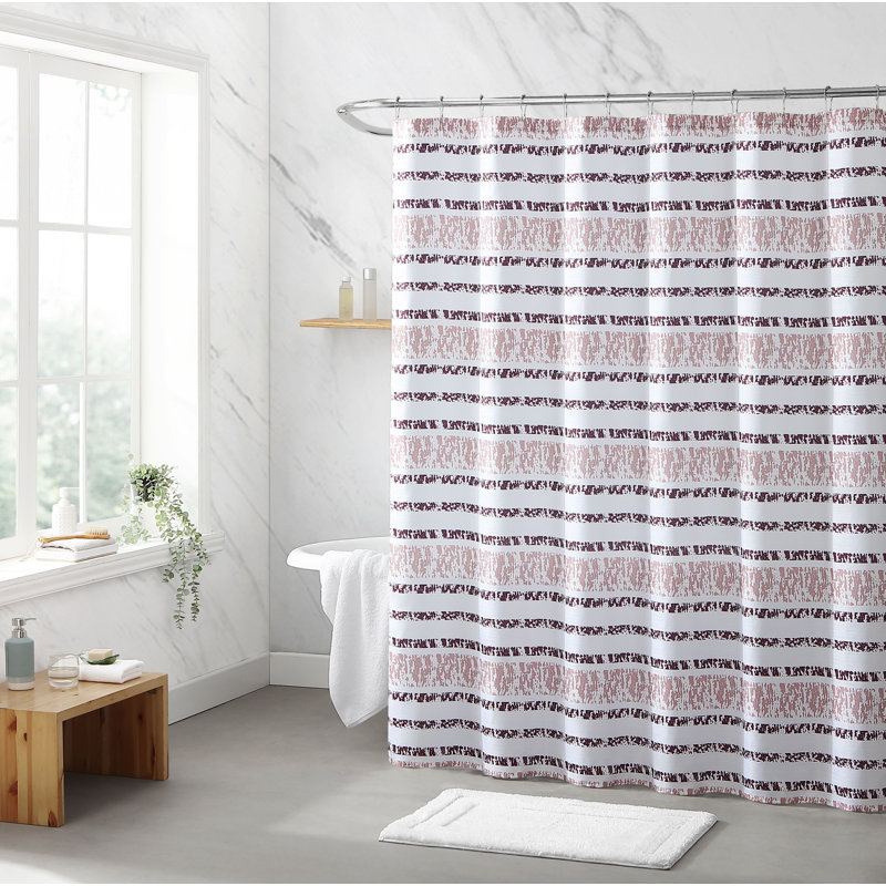 Rideau de douche rayé simple, Mauve