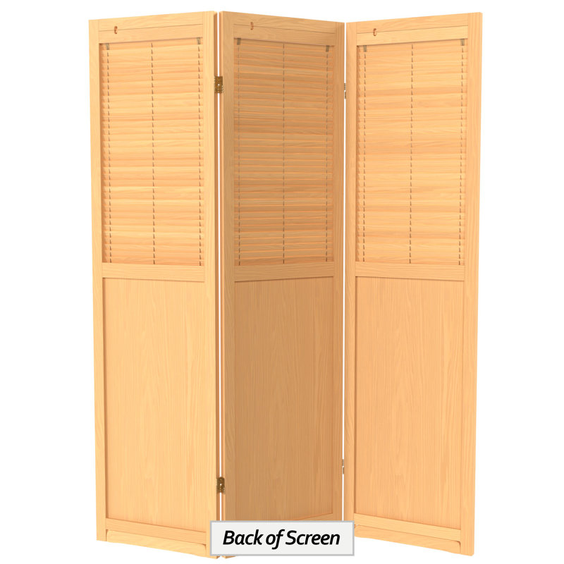 6 Ft. Tall Adjustable Shutter Room Divider Natural 6 Panel, 3, Natural