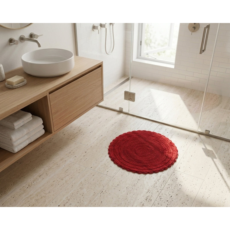 Tapis pour salle de bain 100% coton, Rouge