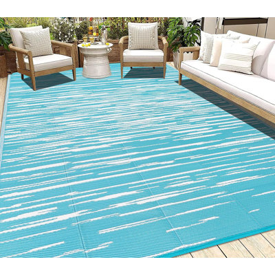 Reversible Plastic Outdoor Rug Waterproof for Patios Clearance,Camping RV,Picnic,Backyard,Deck,Balcony,Porch