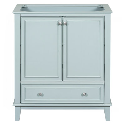 Meuble-lavabo 30 po sans lavabo, base seulement, armoire de salle de bain multifonctionnelle avec portes et tiroir, cadre solide et panneau de fibres à densité moyenne, vert