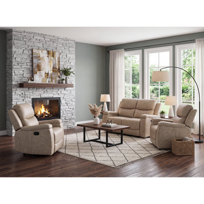 3-Piece Vegan Leather Reclining Living Room Set