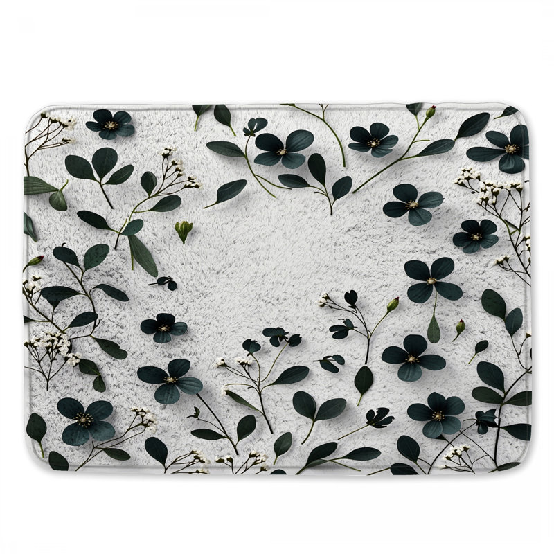 Tapis de bain floral, L 24 po x L 17 po