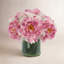 Faux Peony Arrangement in a Glass Vase-714086743