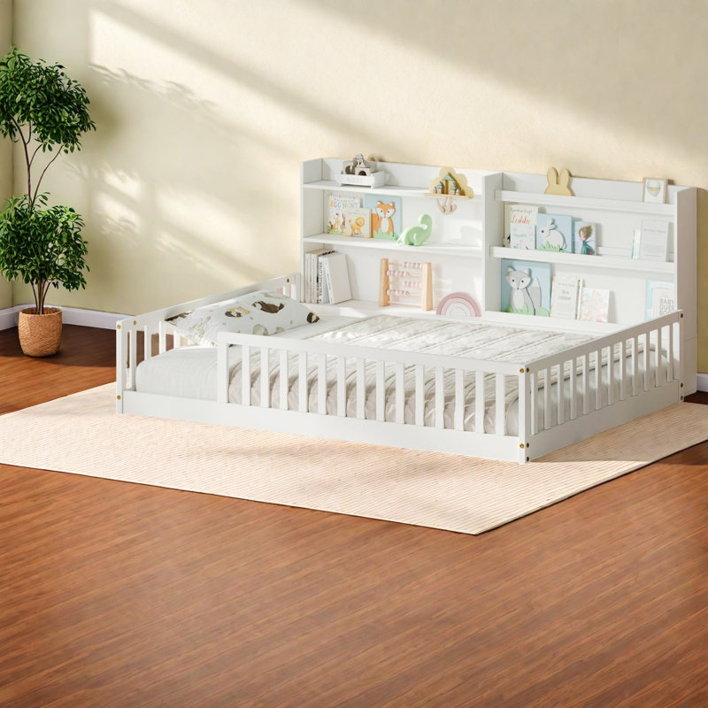 Lits avec rangement, en pin massif, style Montessori, pour la maison des enfants, White