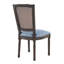 Chaise de salle à manger Kelton de style campagnard français, rembourrée, avec dossier en rotin, pieds cannelés sculptés et structure en hévéa vieilli.-134284975-134284976