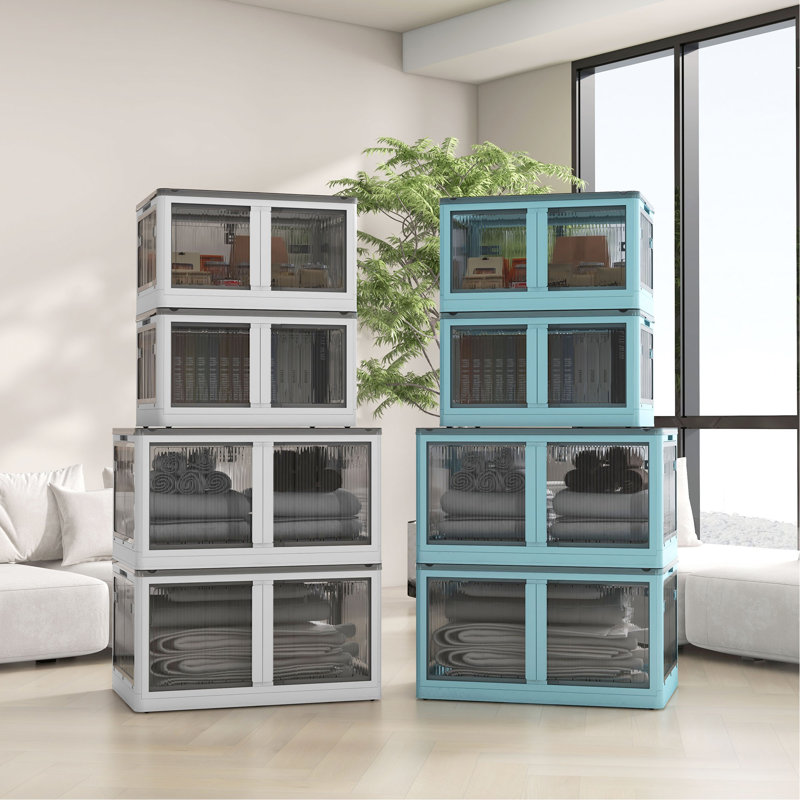 Bacs de rangement polyvalents empilables avec roues et portes
