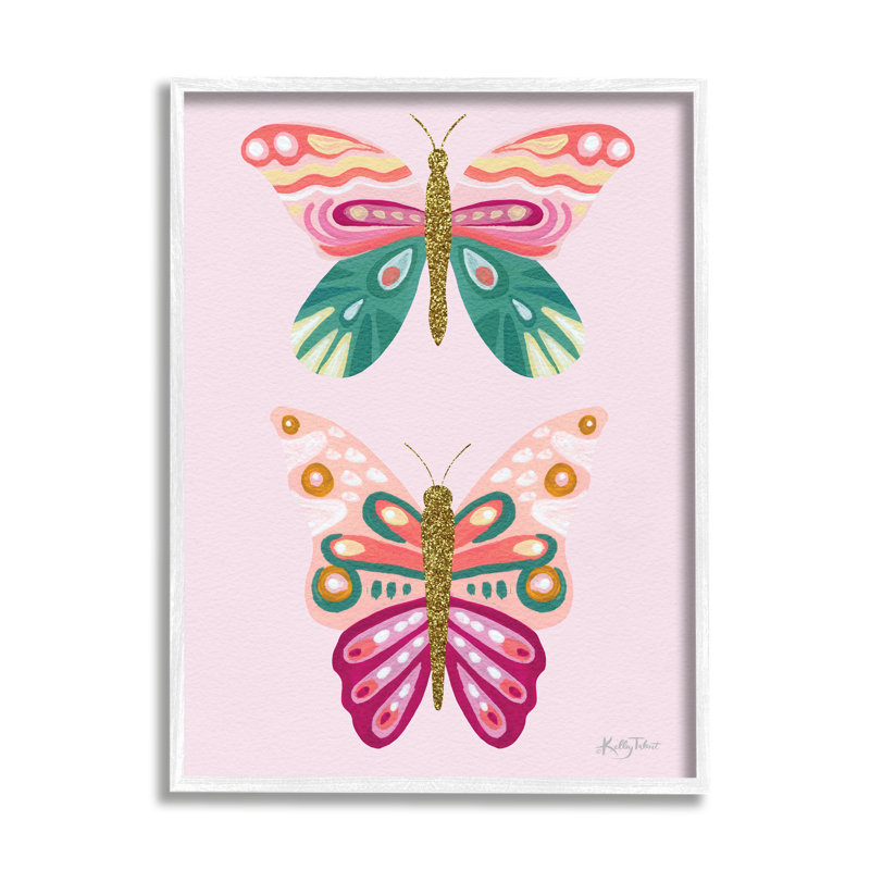 «Pretty Glittery Butterflies Collage» par Kelley Talent - impression, H 14 po x l 11 po x P 1,5 po