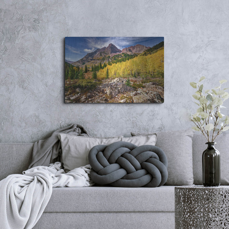 «Maroon Bells II» par Rick Berk, art mural en métal, H 24 po x l 36 po