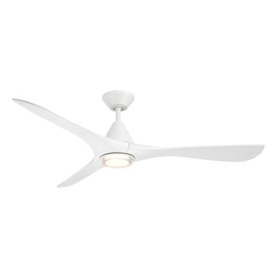 Carve 3 Natural Wood Smart Ceiling Fan With 2700K-3000K-4000K-5000K Selectable LED Light Kit and Remote Control Included, Works With Alexa and iOS or Android App