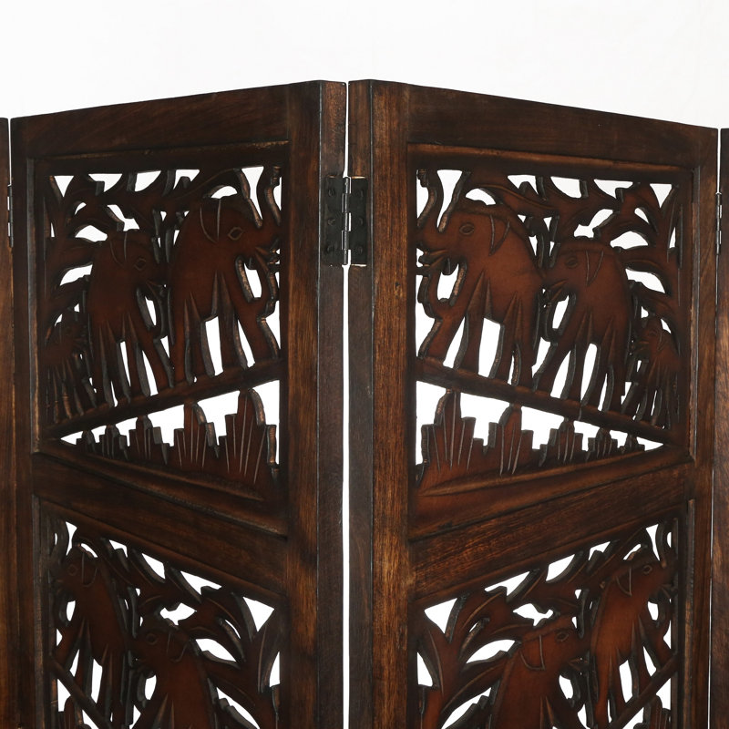 Bidwell 508cm W x 457.2cm H 4 - Panel Folding Room Divider, Dark Brown