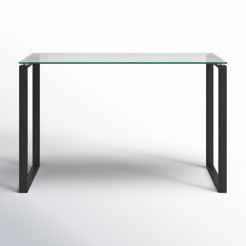 Orion Glass Top Metal Base Writing Desk, Black