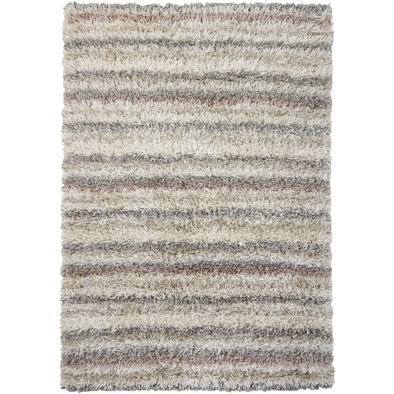 Kubu Hand Loomed Modern Area Rug in Ivory/Beige/Tan/Grey, Rectangle 5' x 7'6"