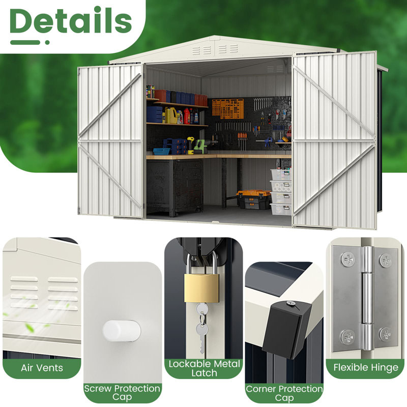8 X 6 Ft Metal Outdoor Storage Shed Snap-On Structures