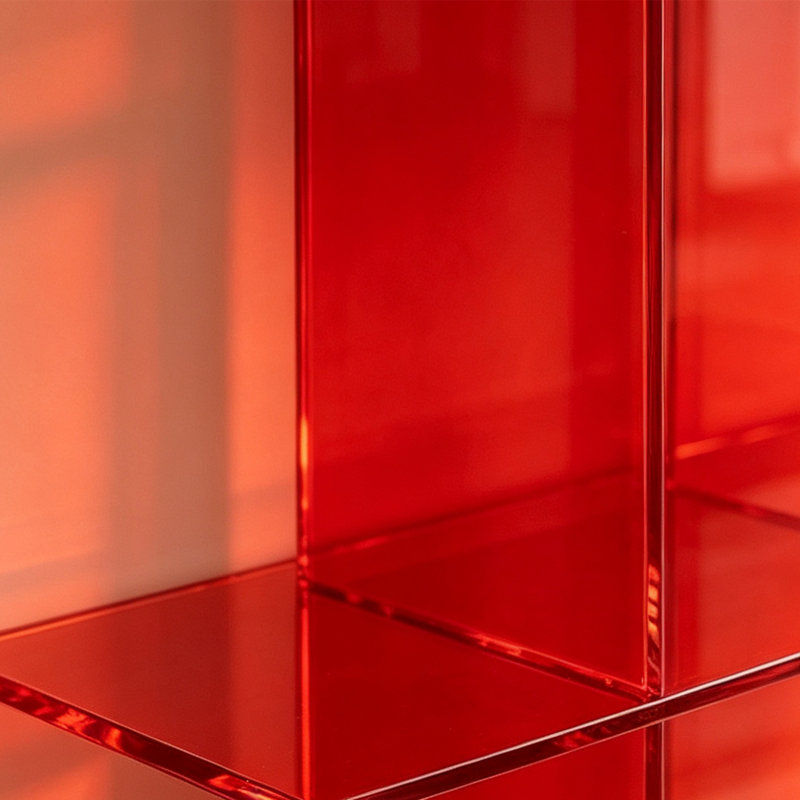 Console rouge moderne en acrylique, H 27,56 po x l 47,24 po x P 13,78 po