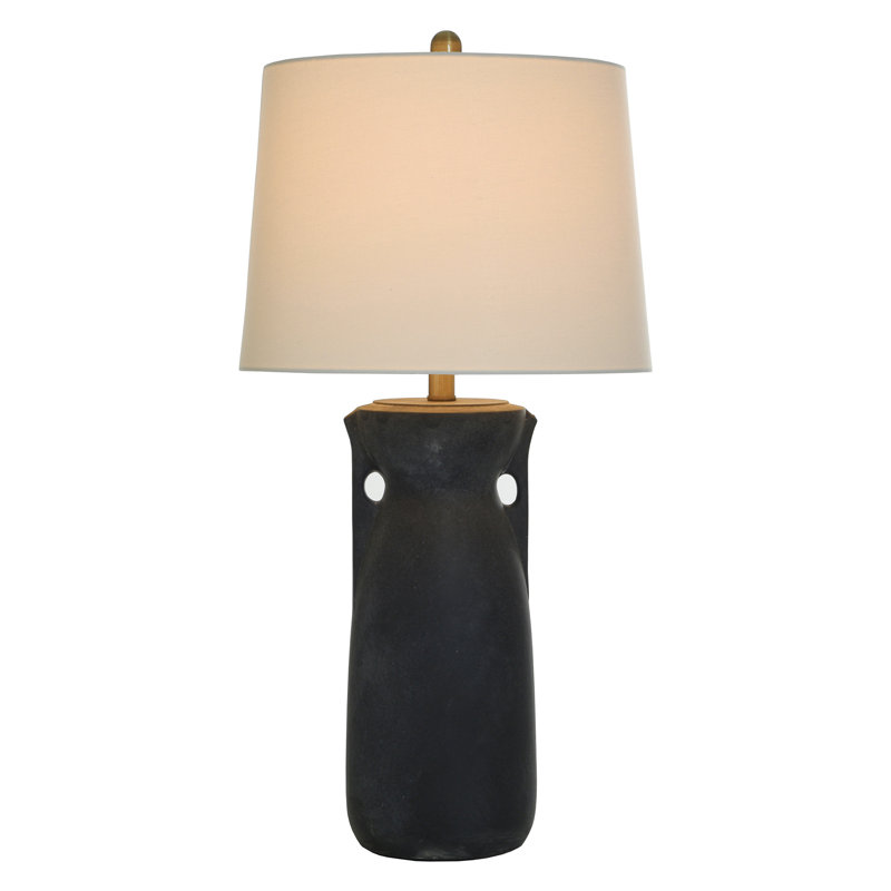Chasteline Table Lamp, Matte Black, Off-White