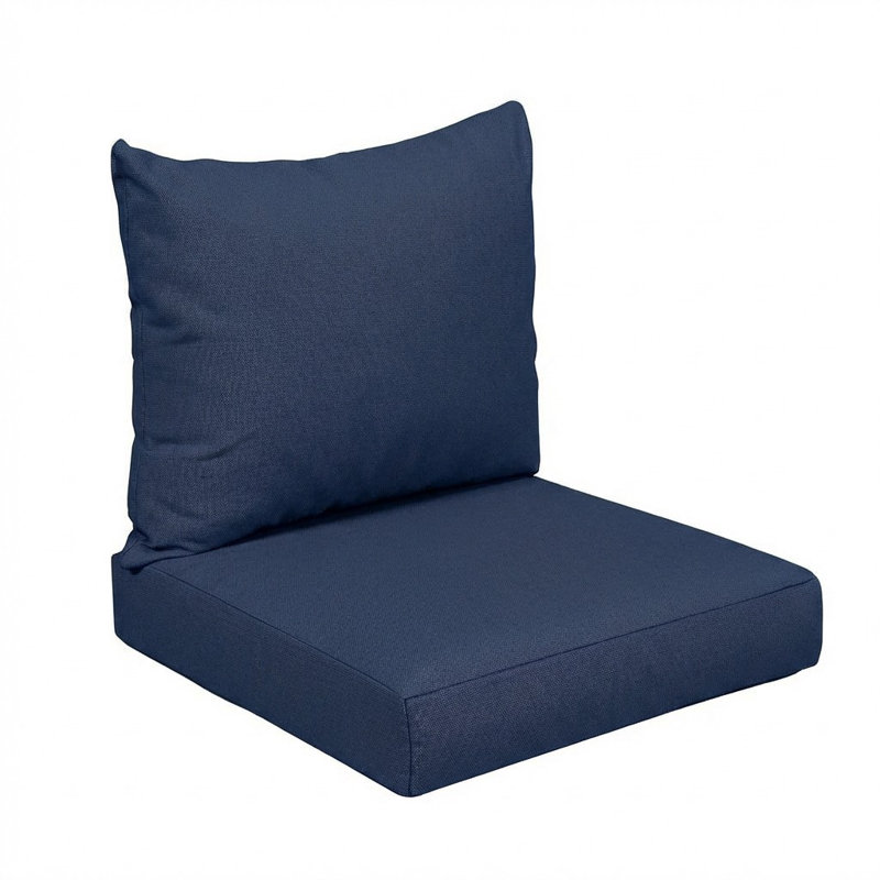 Sunbrella Outdoor Solid Knife Edge Deep Seating Pillow and Cushion Set, 23 in W x 27 in D x 5 in H, Sunbrella - Canvas Navy