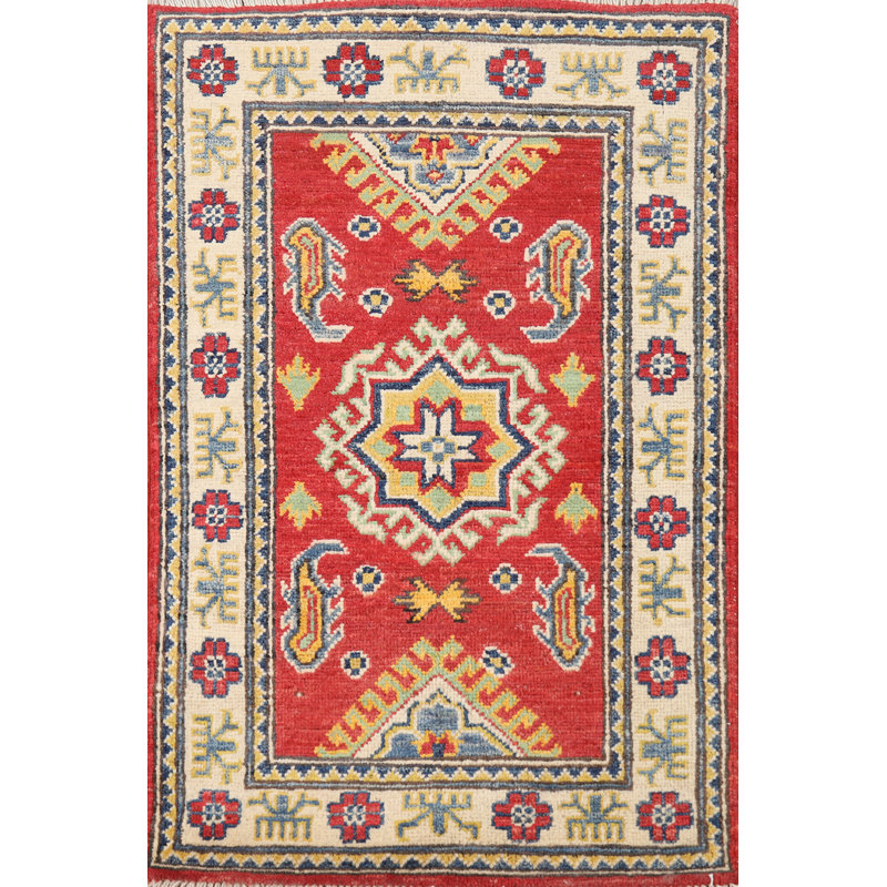 Tapis décoratif géométrique rouge Kazak