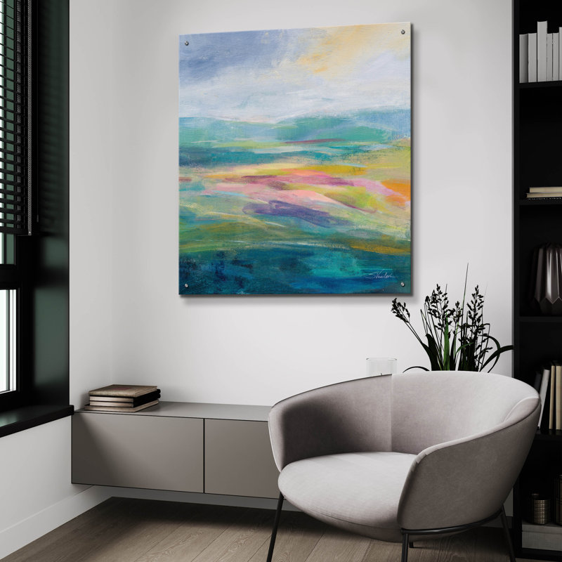  «Flower Hill 2» par Silvia Vassileva, art mural en verre acrylique, 36 po x 36 po
