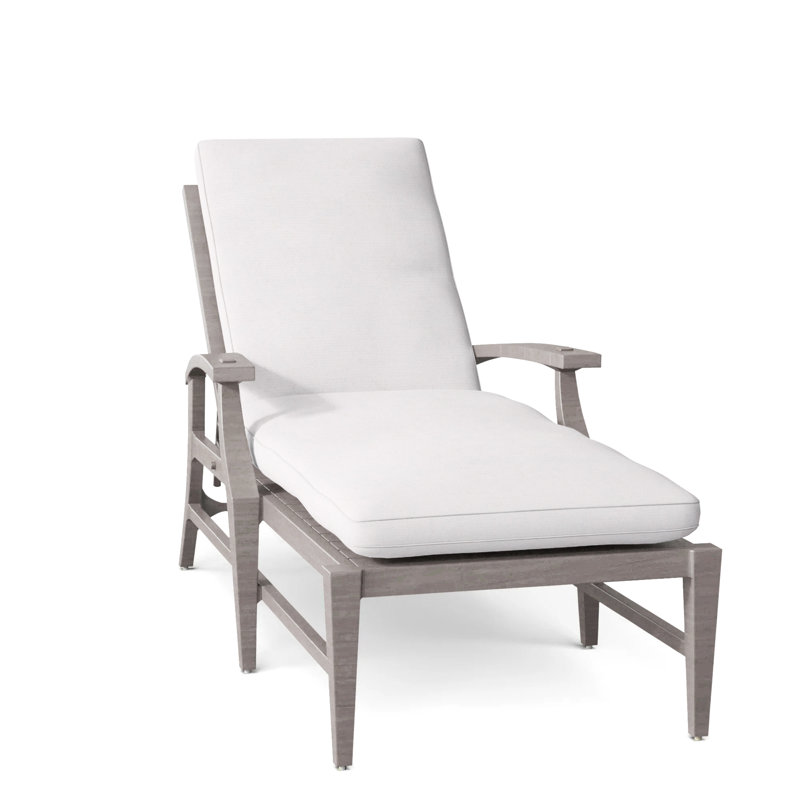 Croquet Aluminum 78.38" Long Reclining Single Chaise with Cushions, Welt, Oyster, Linen Snow