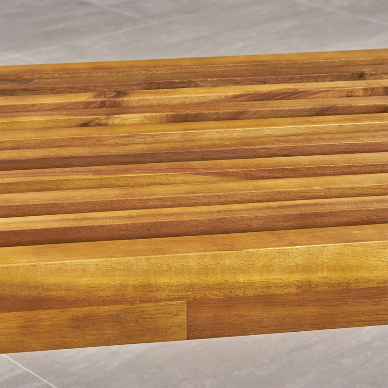 Banc de salle à manger, bois d'acacia avec pieds en fer, moderne, contemporain,, Noir