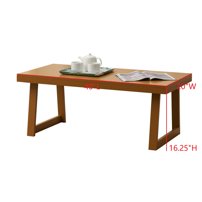 Table basse rectangulaire en bois Charlie, tables d'appoint décoratives pour salon, Moutarde au miel
