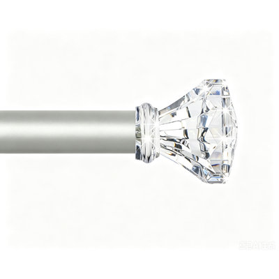 Tringle à rideaux en acrylique avec accents de cristal: Une tringle réglable et renforcée, convenant aux salons et aux chambres à coucher, présente un style moderne et féminin avec des faiteaux en forme de losange étincelants et transparents.