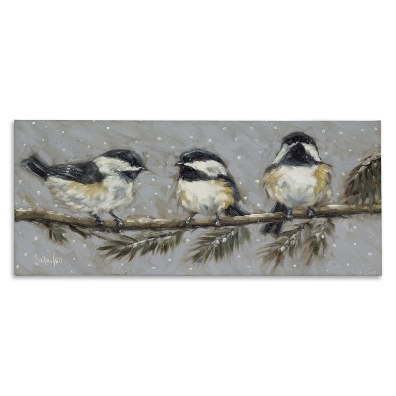 «Winter Bird Trio», art mural par Sara, H 10 po x l 24 po