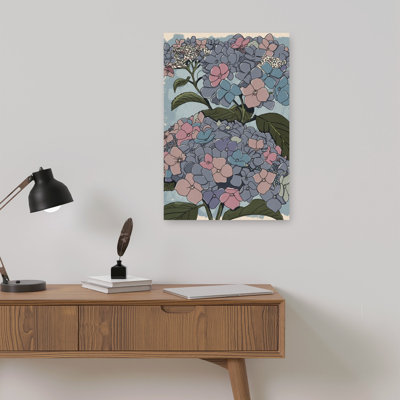 Soft Pastel Hydrangeas Delicate Elegant Serene Hydrangea Flower Nature Wall Art Print by Nicholas - Wrapped Canvas Print