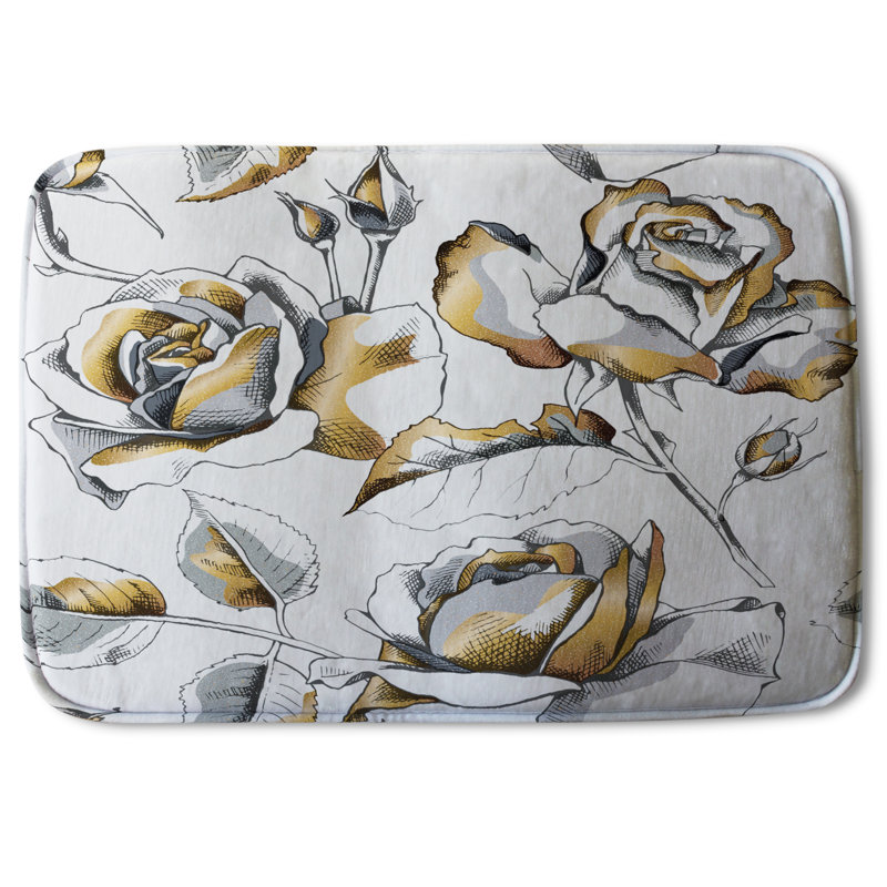 Heine Non-Slip Bath Rug, Vintage Gold Roses