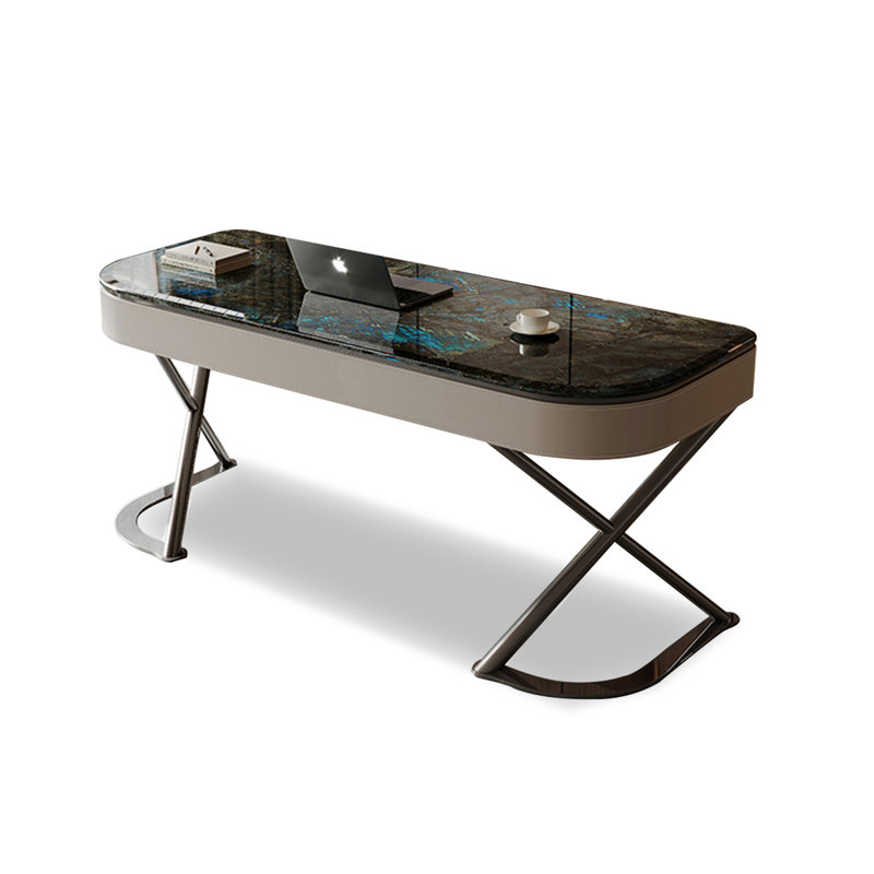 Bureau naturel en pierre naturelle ultra-cristalline avec une touche luxueuse, H 29,53 po x l 70,87 po x P 27,56 po