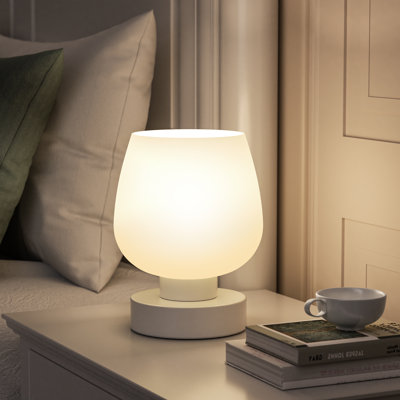 7'' Minimal & Novelty Bedside Table Lamp with Tocuh Control and Glass Shade