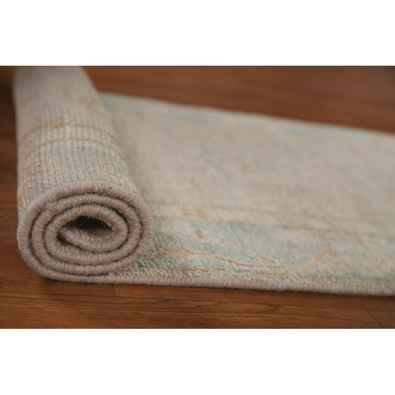 One-of-a-Kind 2'0" X 4'1" New Age Wool Area Rug in Beige