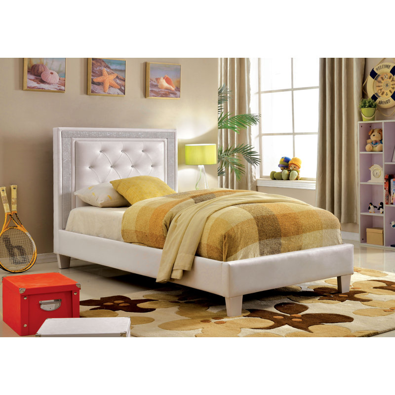 Lit plateforme Kings Point, Simple, Blanc