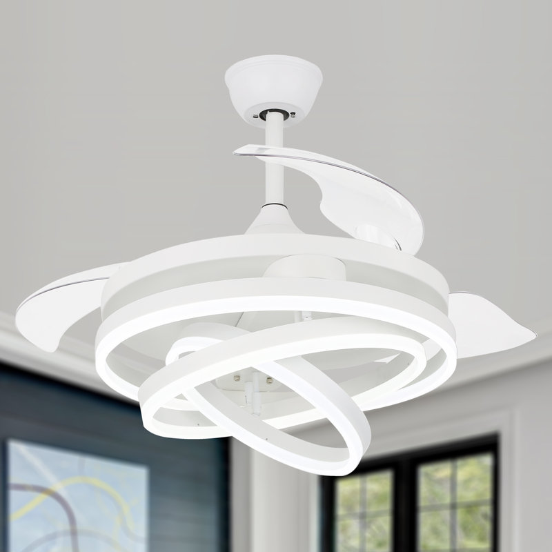 Ventilateur de plafond moderne blanc à abat-jour 42 "avec lumières et télécommande Orren Ellis, Blanc