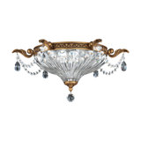 Milano 2 Light 16.5in x 8in Flush Mount in Parchment Gold with Clear Heritage Handcut Crystals