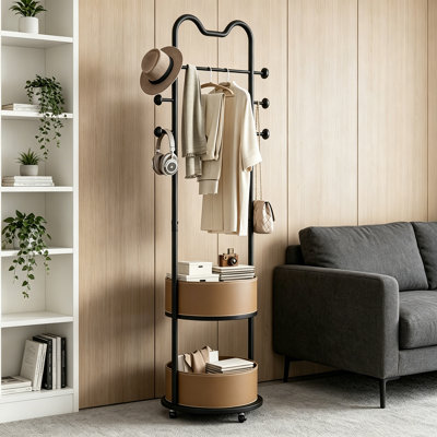 Rolling Hall Tree Coat Rack Organizer