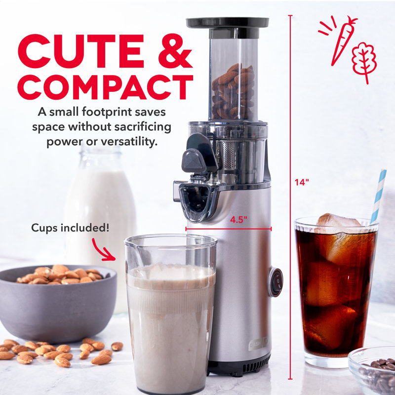 DASH Deluxe Compact Cold-Press Power Juicer, Graphite
